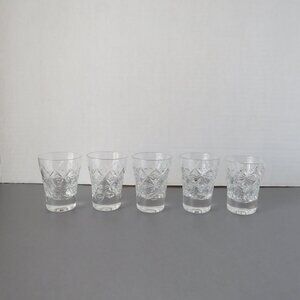 Set of 5 Vintage Shot Crystal Glasses Cut Glass Heavy Bottom Special Occasion
